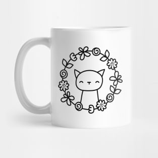 Kitty in flower wreath Mug